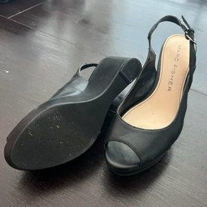 Marc Fisher Black wedge open toe shoes 7.5